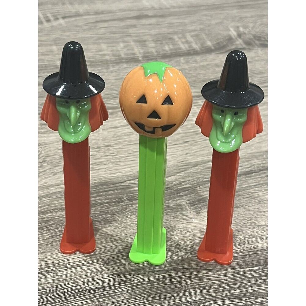 Pez Candy Dispenser - Lot Of 3 Halloween - Witch & Pumpkin